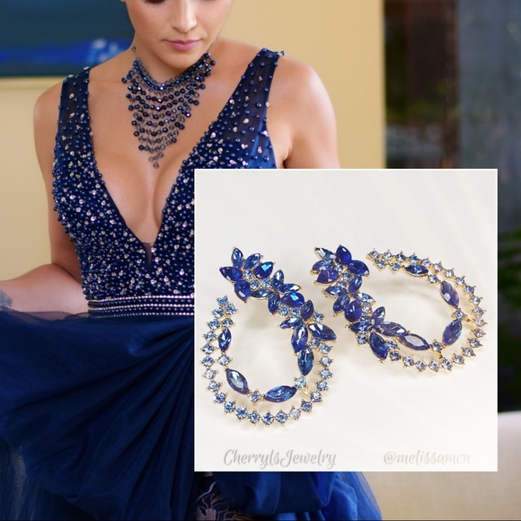Prom Pageant Bridal Jewelry - Gorgeous Blue Crystal Post Earrings